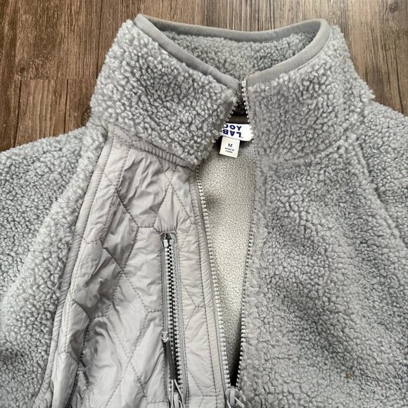 JoyLab Quarter Zip Cozy Sherpa Fleece Pullover with Pockets and Drawstring Cinch - Picture 2 of 7